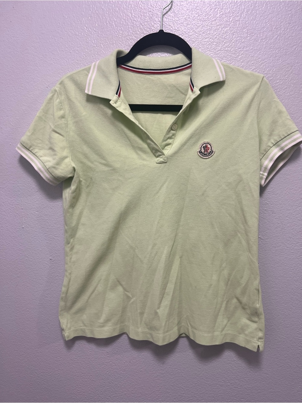 Moncler Logo Patch Cotton Polo Shirt Light Green small